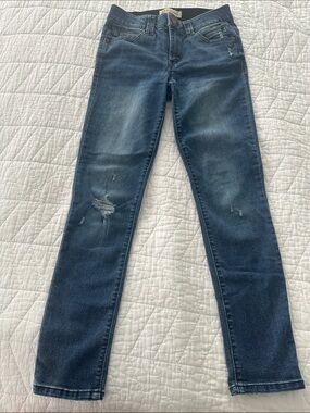 Democracy “Ab” technology- Women's Dark Blue Skinny Distressed Jeans